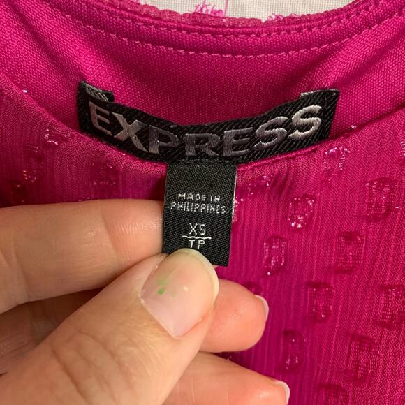 Express Bandage Party Cocktail Dress Fuchsia & Black Body Contouring Size XS - Picture 6 of 9